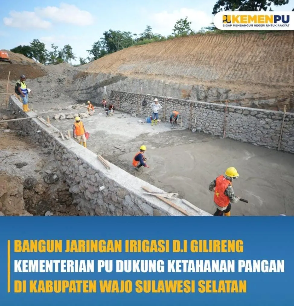 Dukung Ketahanan Pangan Nasional, Kementerian PU Kebut Pembangunan Jaringan Irigasi D.I Gilireng di Kabupaten Wajo
