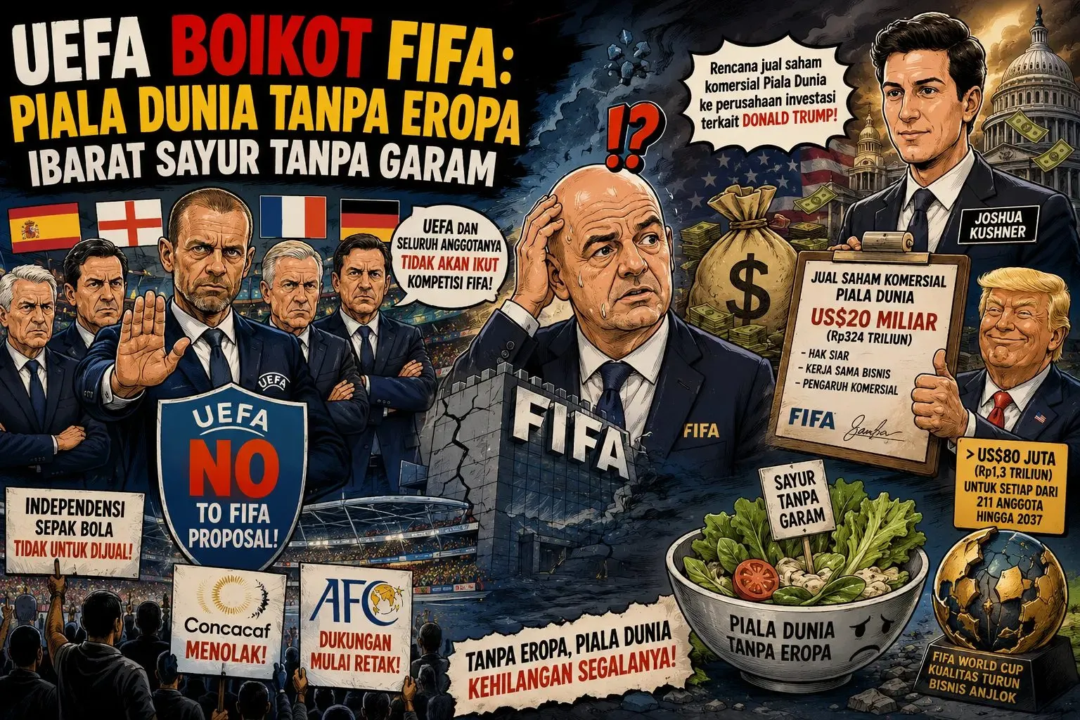 UEFA Ancam Boikot Piala Dunia usai FIFA Dikabarkan Akan Jual Saham