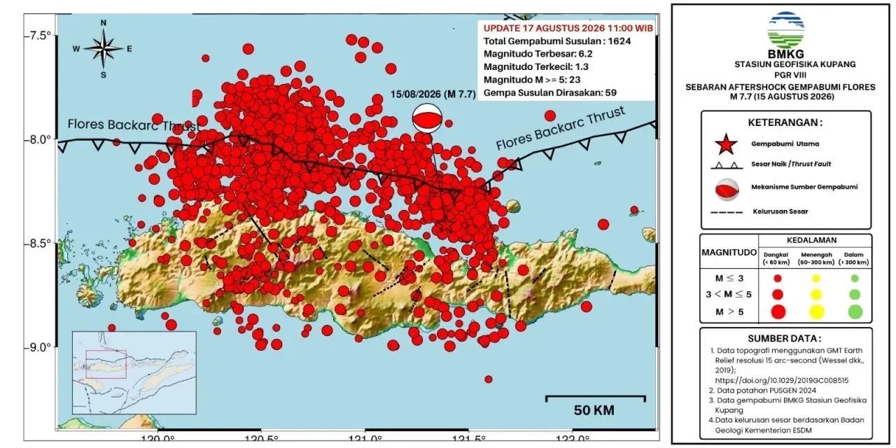 BMKG Catat 1.624 Gempa Susulan Pasca-Tsunami Flores: Masyarakat Diimbau Tetap Tenang namun Waspada