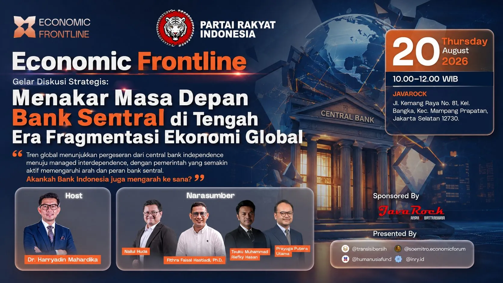 Economic Frontline Gelar Diskusi Strategis: Menakar Masa Depan Bank Sentral di Tengah Era Fragmentasi Ekonomi Global