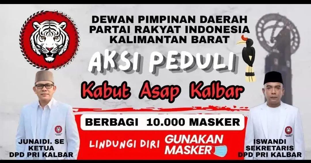 PRI Kalbar Bagikan 10.000 Masker untuk Warga Terdampak Kabut Asap