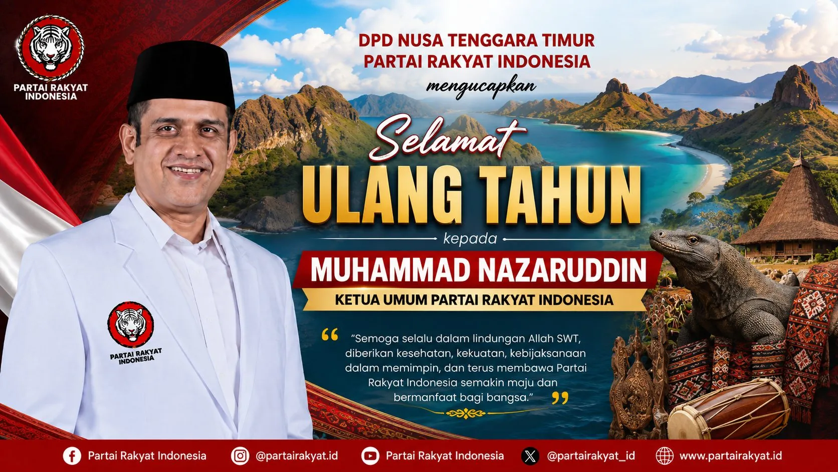 Sampaikan Apresiasi dan Doa Terbaik, DPD PRI NTT Ucapkan Selamat Ulang Tahun kepada Ketua Umum Muhammad Nazaruddin