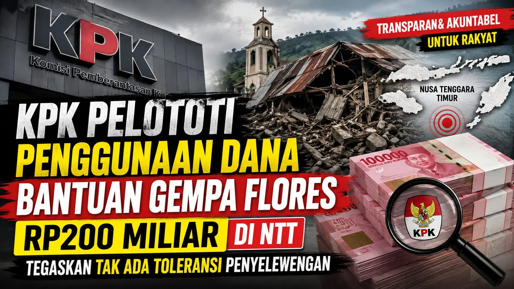 KPK Pelototi Penggunaan Dana Bantuan Gempa Flores Rp200 Miliar di NTT, Tegaskan Tak Ada Toleransi Penyelewengan