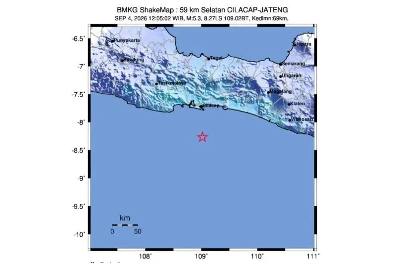 Gempa M5,3 Guncang Selatan Cilacap, BMKG Pastikan Tidak Berpotensi Tsunami