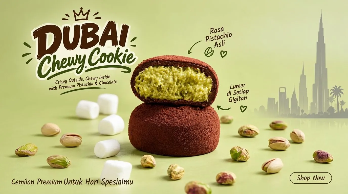 Dubai Chewy Cookie, Sensasi Camilan Premium dengan Isian Pistachio yang Lumer