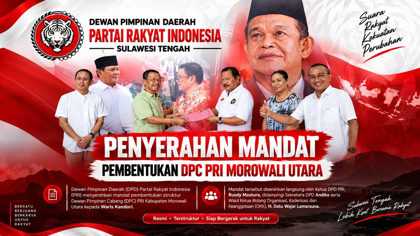 Partai Rakyat Indonesia Serahkan Mandat Pembentukan DPC Morowali Utara