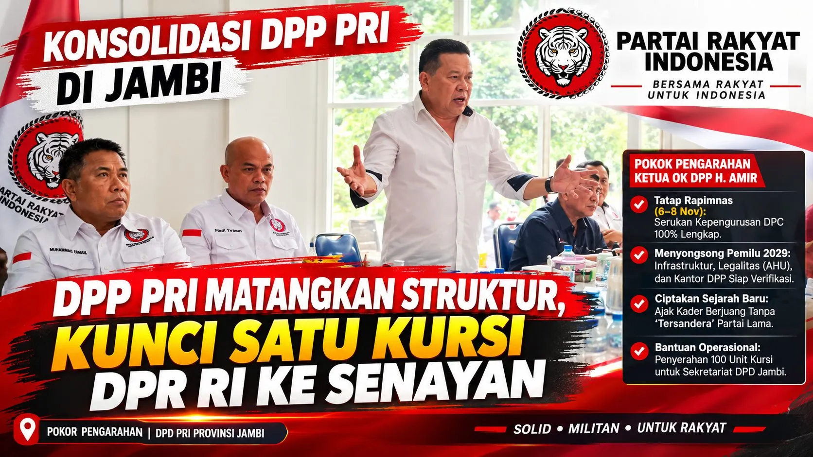 DPP Partai Rakyat Indonesia Konsolidasi ke Jambi, Perkuat Struktur Organisasi dan Bidik Satu Kursi Dewan Perwakilan Rakyat Rakyat Indonesia