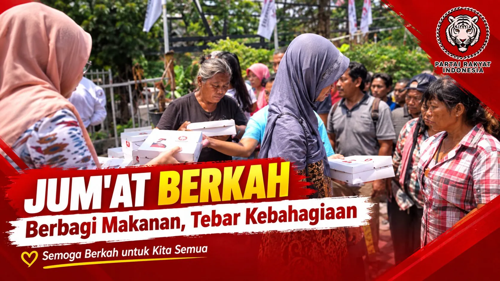DPP Partai Rakyat Indonesia Gelar Jumat Berkah, Bagikan Makanan Gratis untuk Warga
