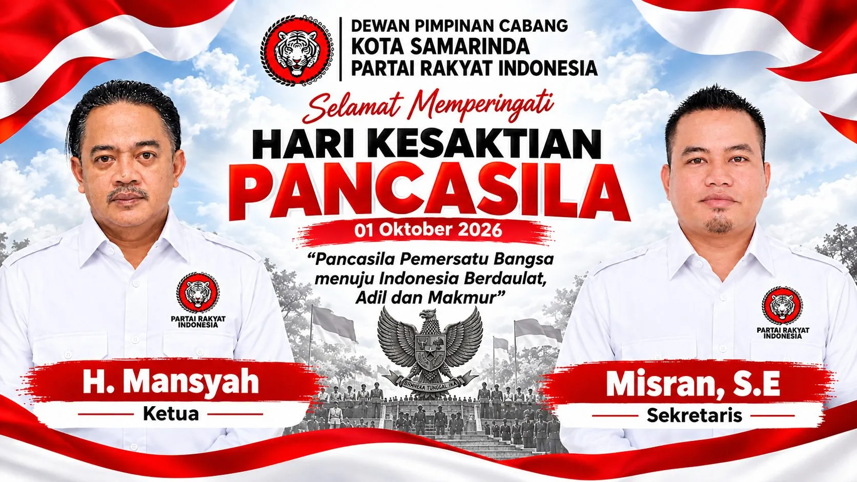 DPC Partai Rakyat Indonesia Kota Samarinda Sampaikan Pesan Hari Kesaktian Pancasila 2026