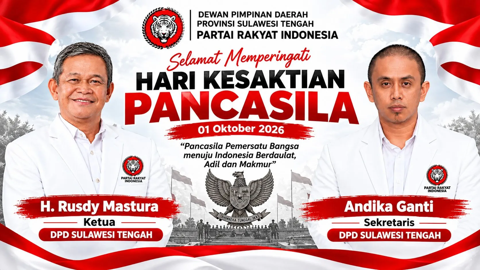DPD Partai Rakyat Indonesia Sulawesi Tengah Sampaikan Pesan Hari Kesaktian Pancasila 2026