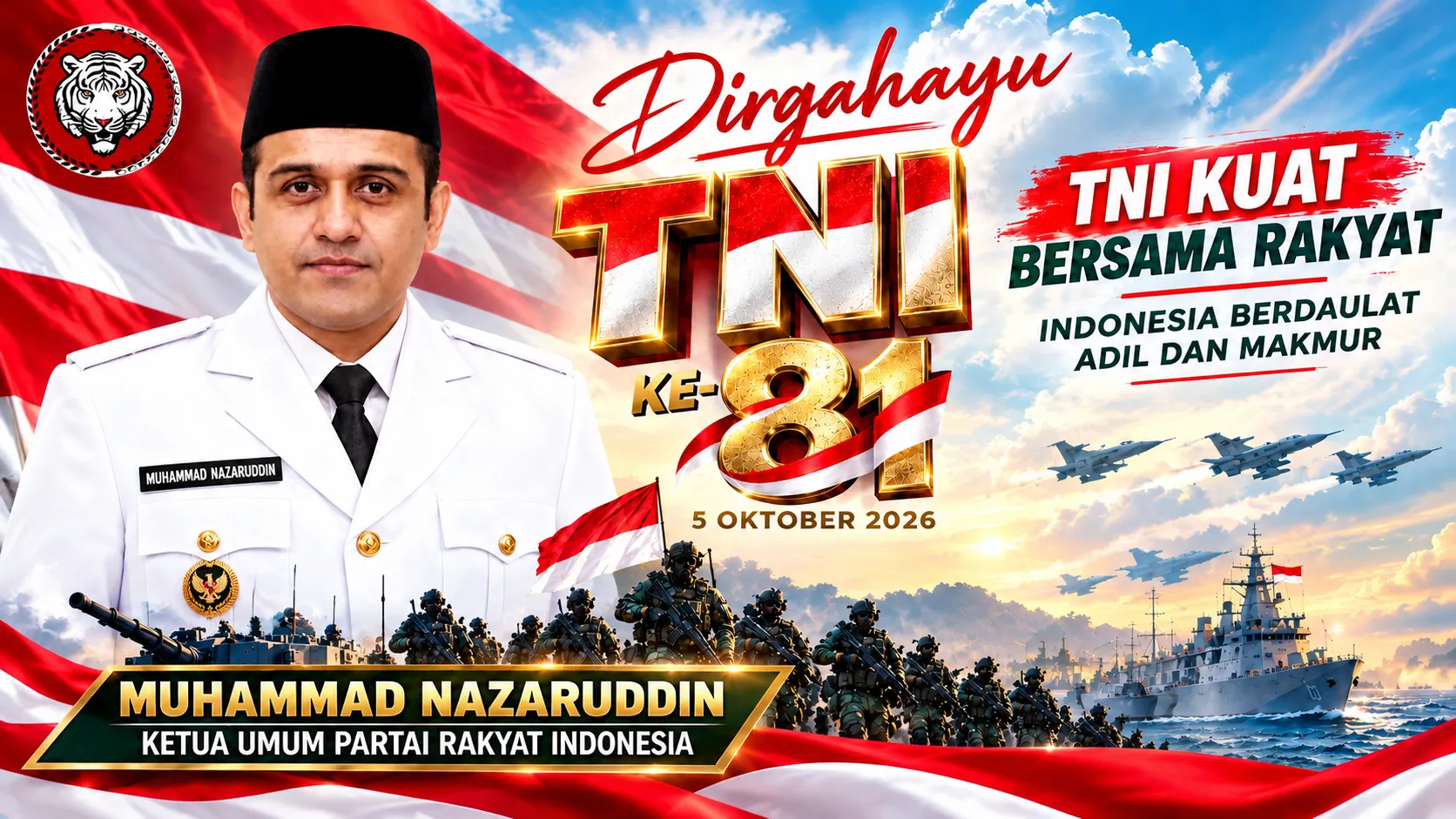 HUT TNI ke-81, Ketum PRI Muhammad Nazaruddin: Sinergi TNI dan Rakyat Jadi Kekuatan Menjaga Kedaulatan
